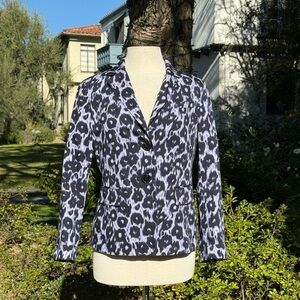 Lafayette 148 two-button blazer in violet animal print - size 6